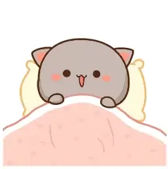 Goma the gray cat is waking up in bed and stretching. The cat looks happy and well-rested as it raises its head above the covers to start its day.