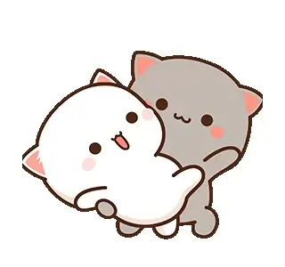 The GIF features Peach and Goma from Peach and Goma. They are dancing and enjoying themselves.