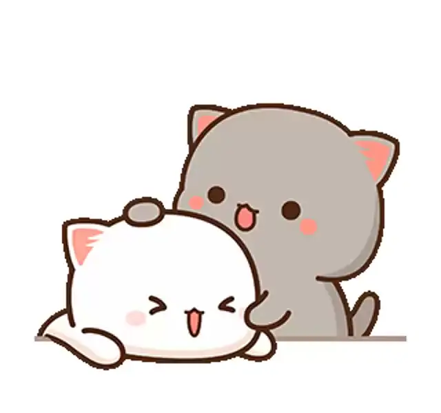 Peach and Goma share a sweet moment. Goma lovingly pets Peach, showcasing their adorable bond and affection.