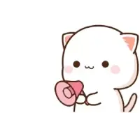 Peach the cat is telling people not to be clingy. The pink cat uses a megaphone to express her feelings.